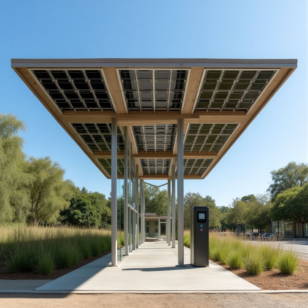 Estación eco-amigable con paneles solares